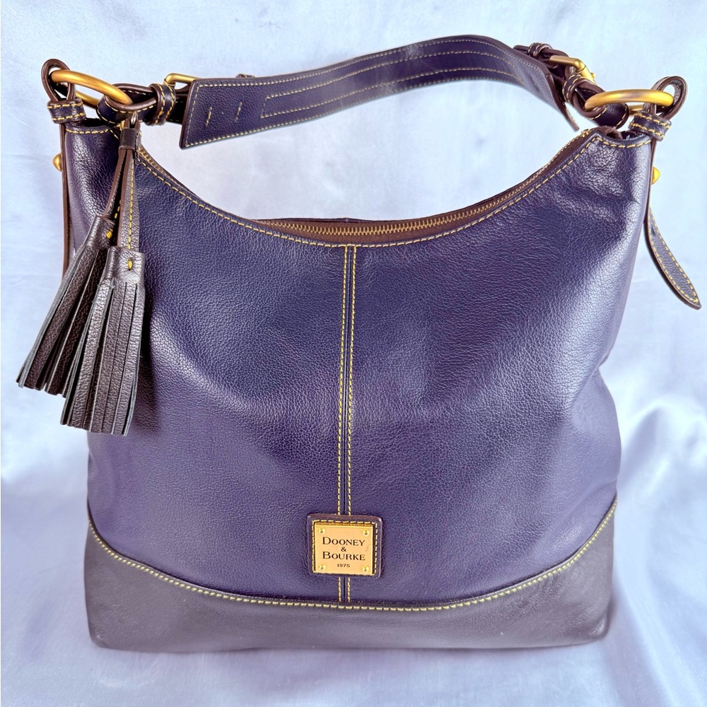 Dooney & Bourke Blue Sophie Hobo Bag purse w Gold Hardware soft Pebbled Leather